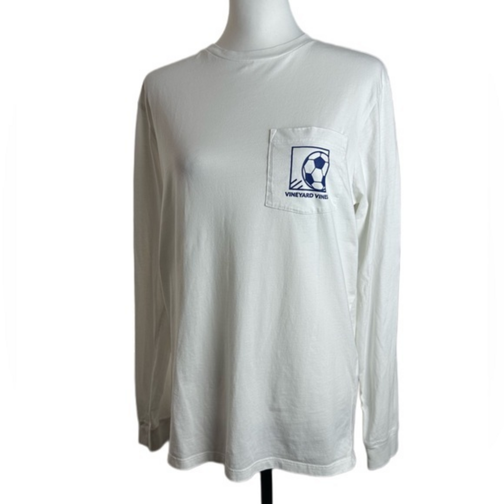 Vineyard‎ Vines Soccer Graphic Long Sleeve Pocket Tee White Mens Small